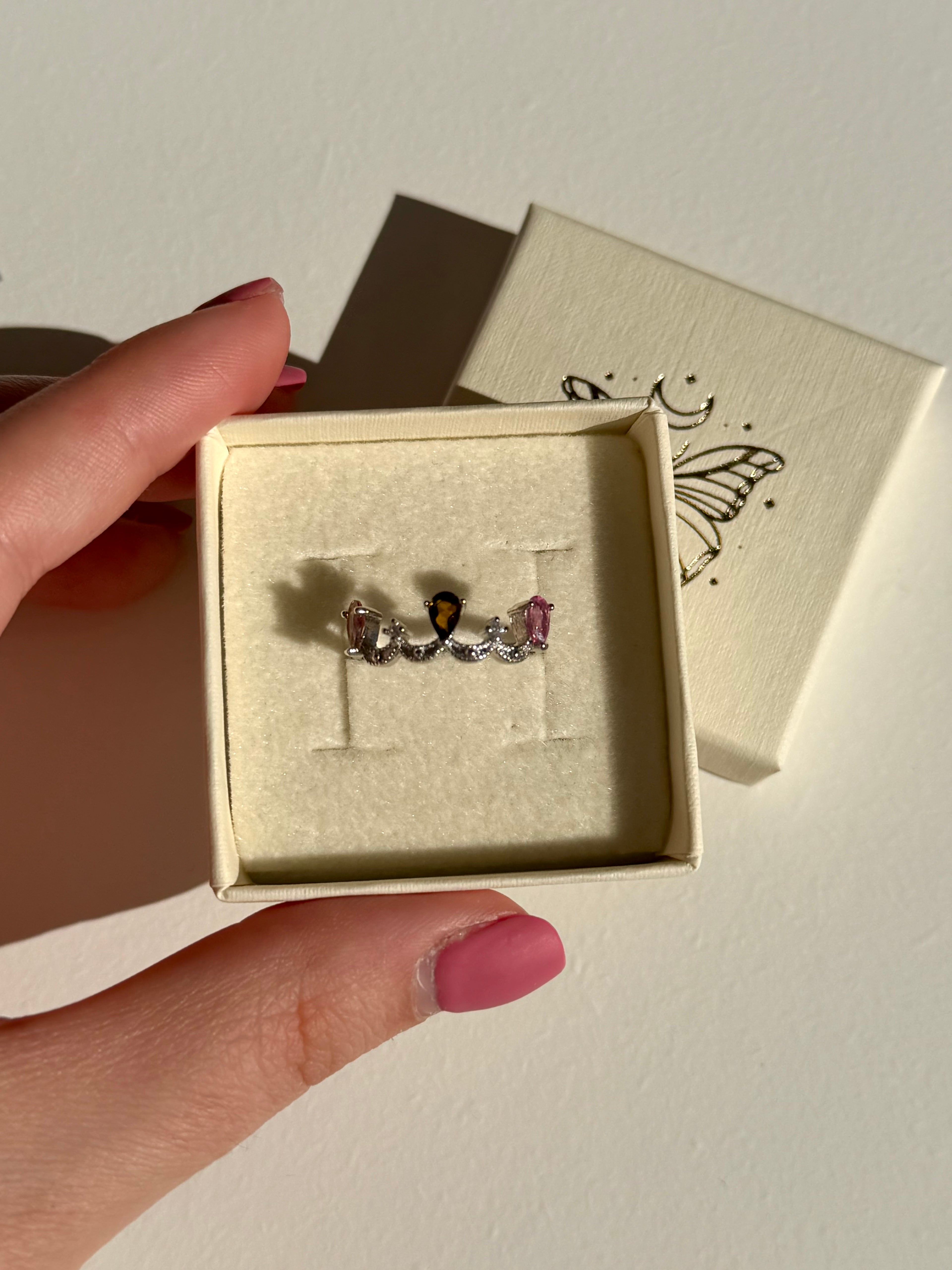 Anello tiara in tormalina multicolor