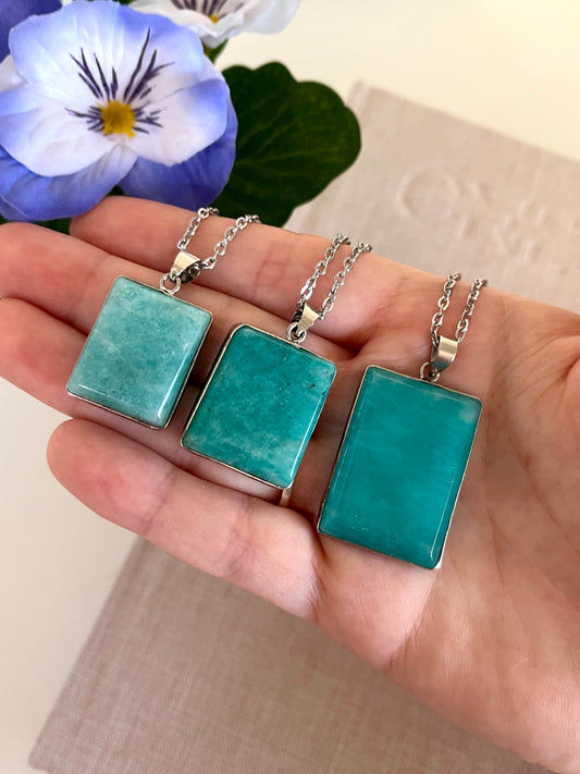 Collana con amazzonite rettangolare