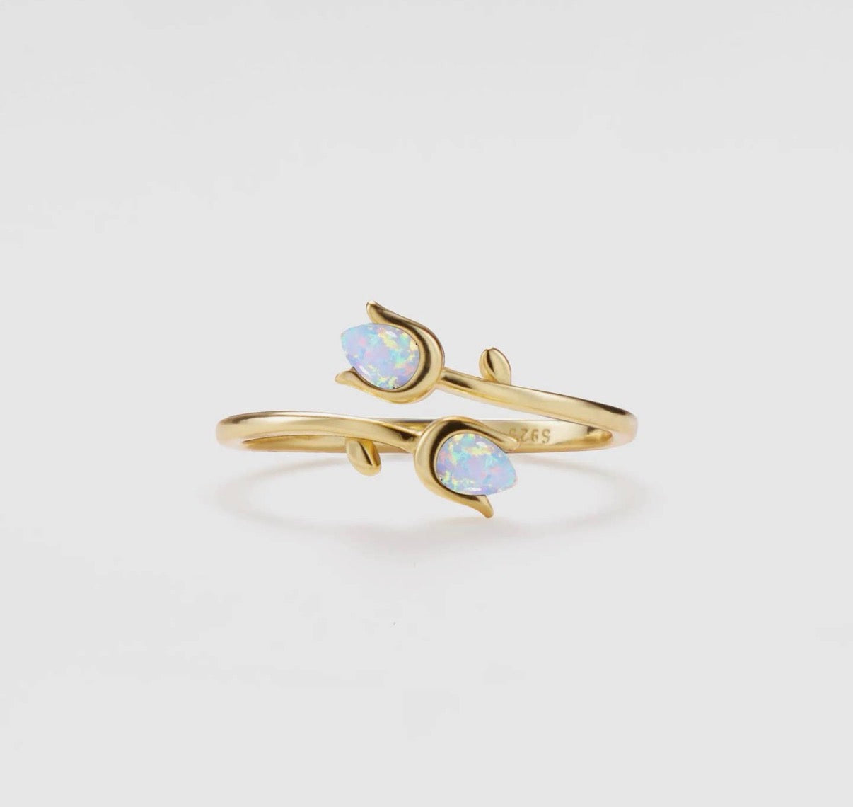 Anello con tulipani in opale artificiale (argento 925)