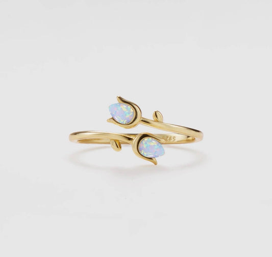 Anello con tulipani in opale artificiale (argento 925)
