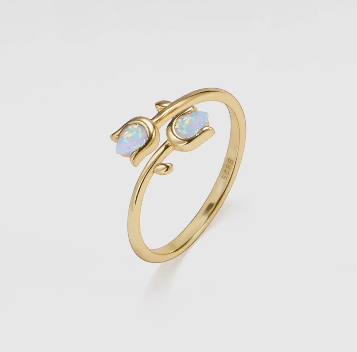 Anello con tulipani in opale artificiale (argento 925)