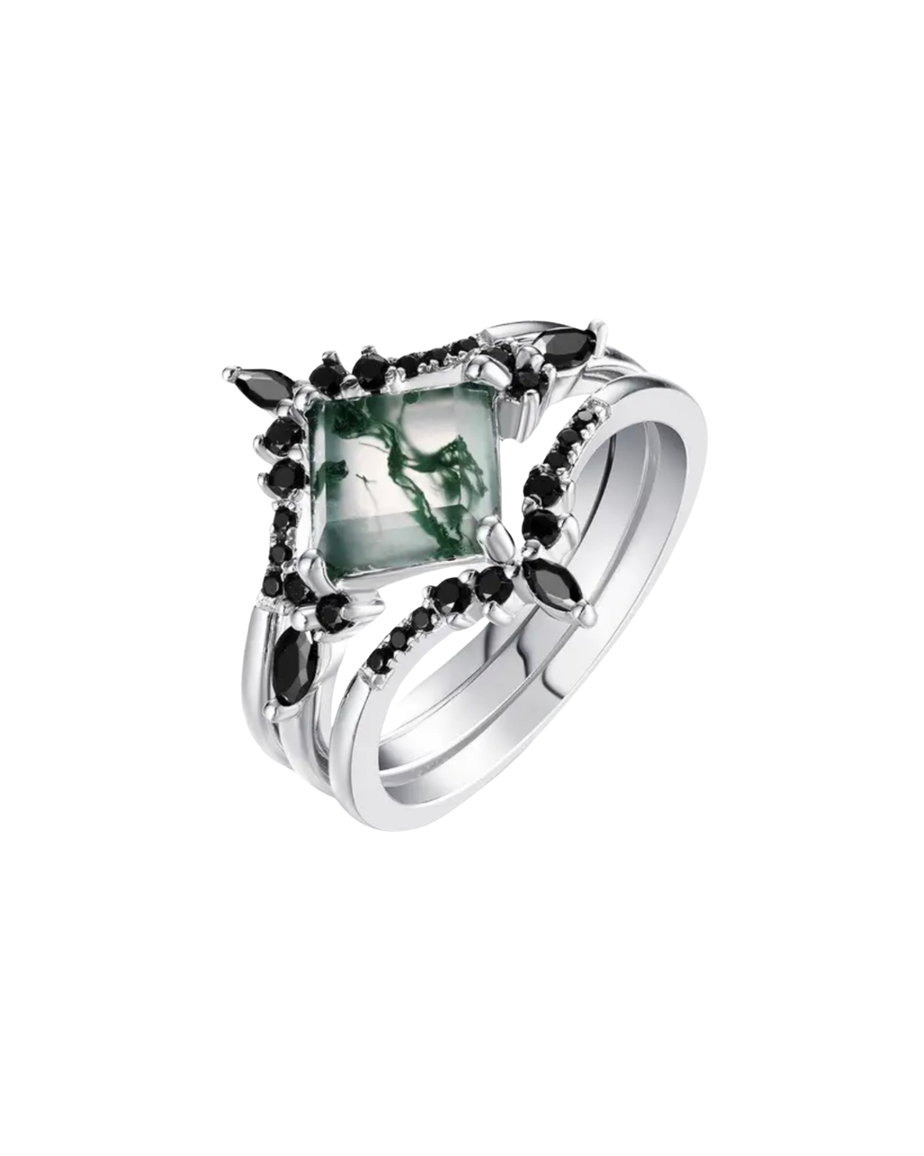 Anello impilabile in muschiata con zirconi neri (argento 925)