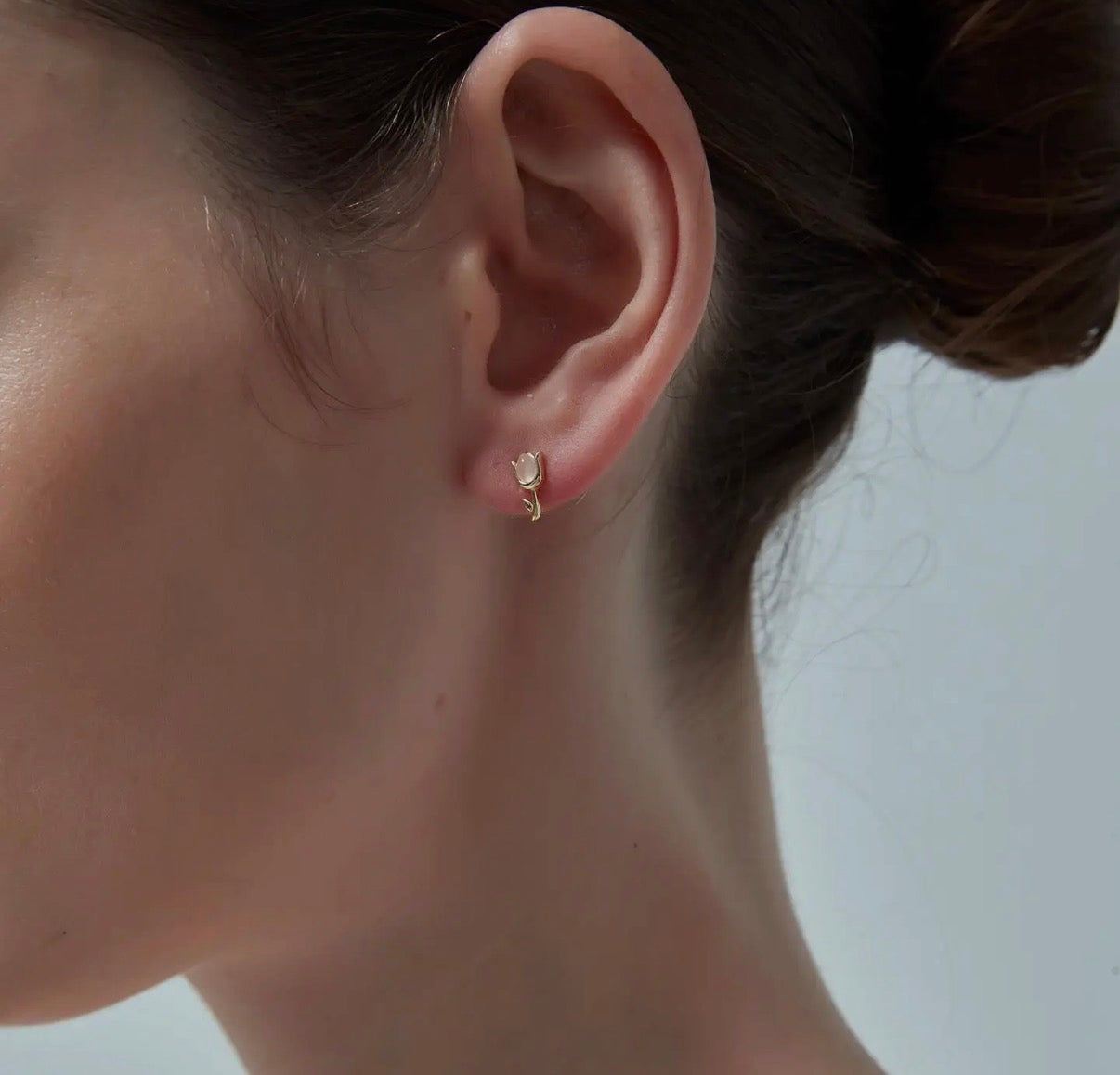 Orecchini tulipani in quarzo rosa (argento 925)