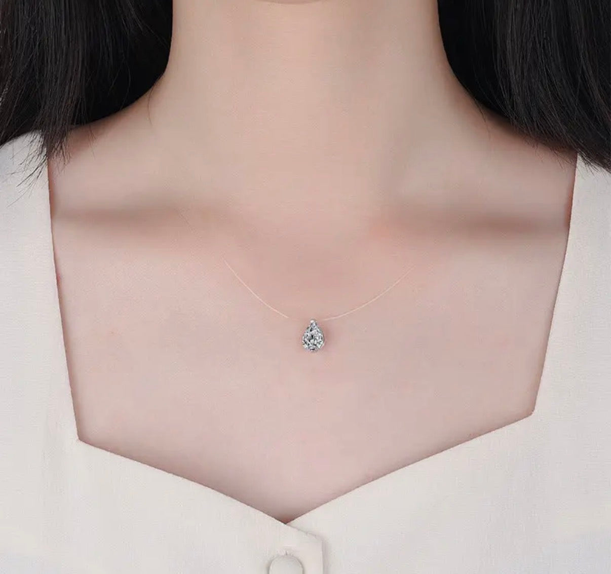 Collana a goccia in moissanite (argento 925)