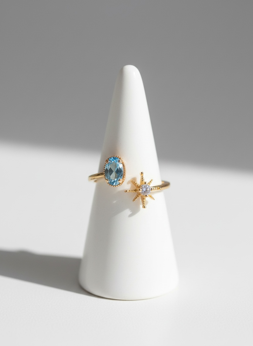 Anello stella in topazio svizzero (argento 925)