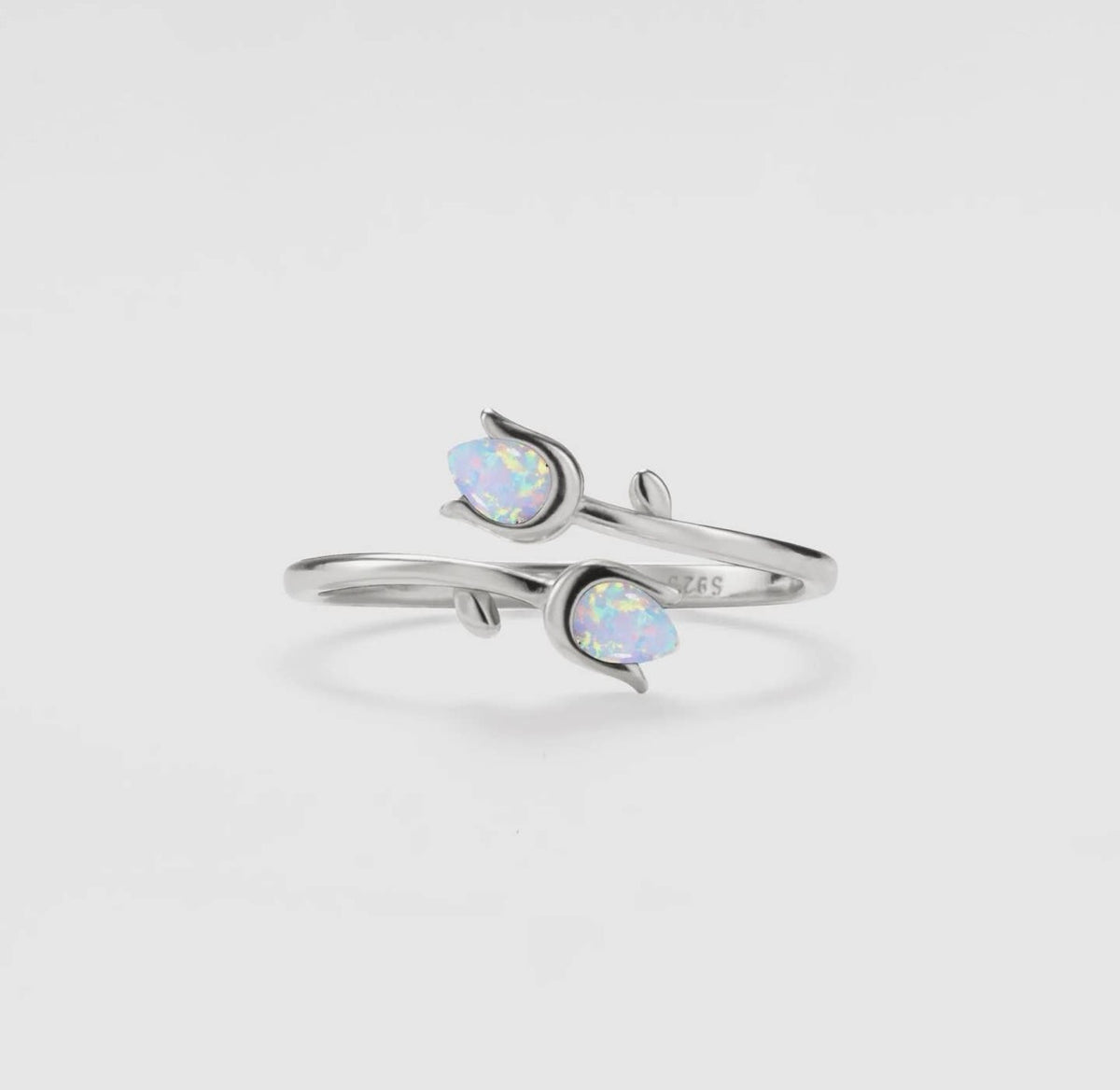 Anello con tulipani in opale artificiale (argento 925)