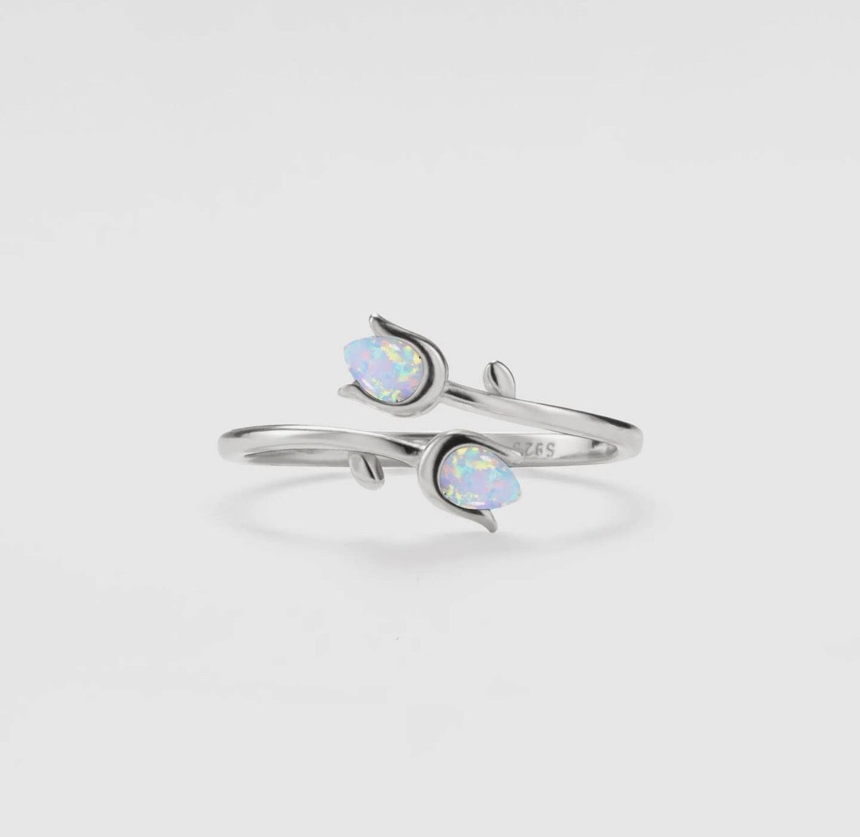 Anello con tulipani in opale artificiale (argento 925)