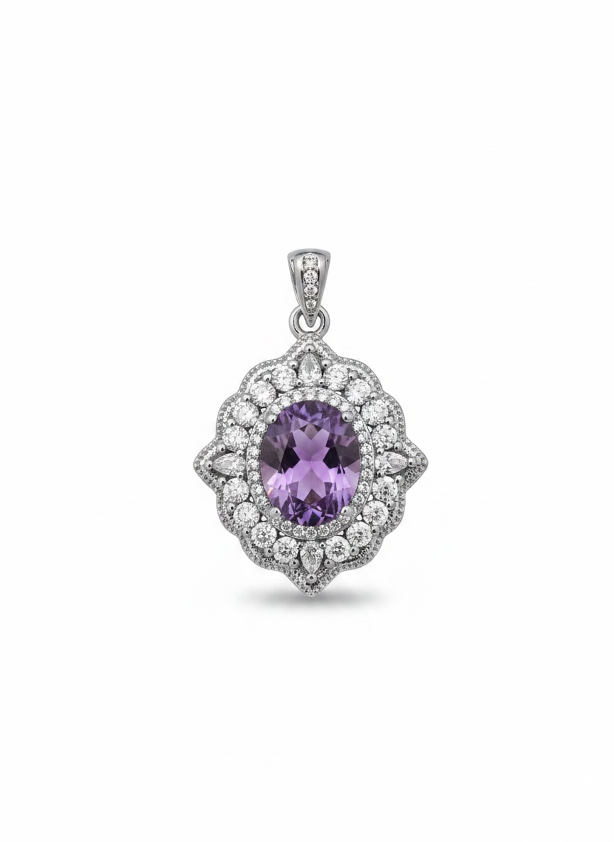 Ciondolo in quarzo moon lavander (senza catenina)