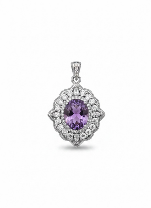 Ciondolo in quarzo moon lavander (senza catenina)
