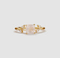 Anello a foglie con quarzo rosa (argento 925)