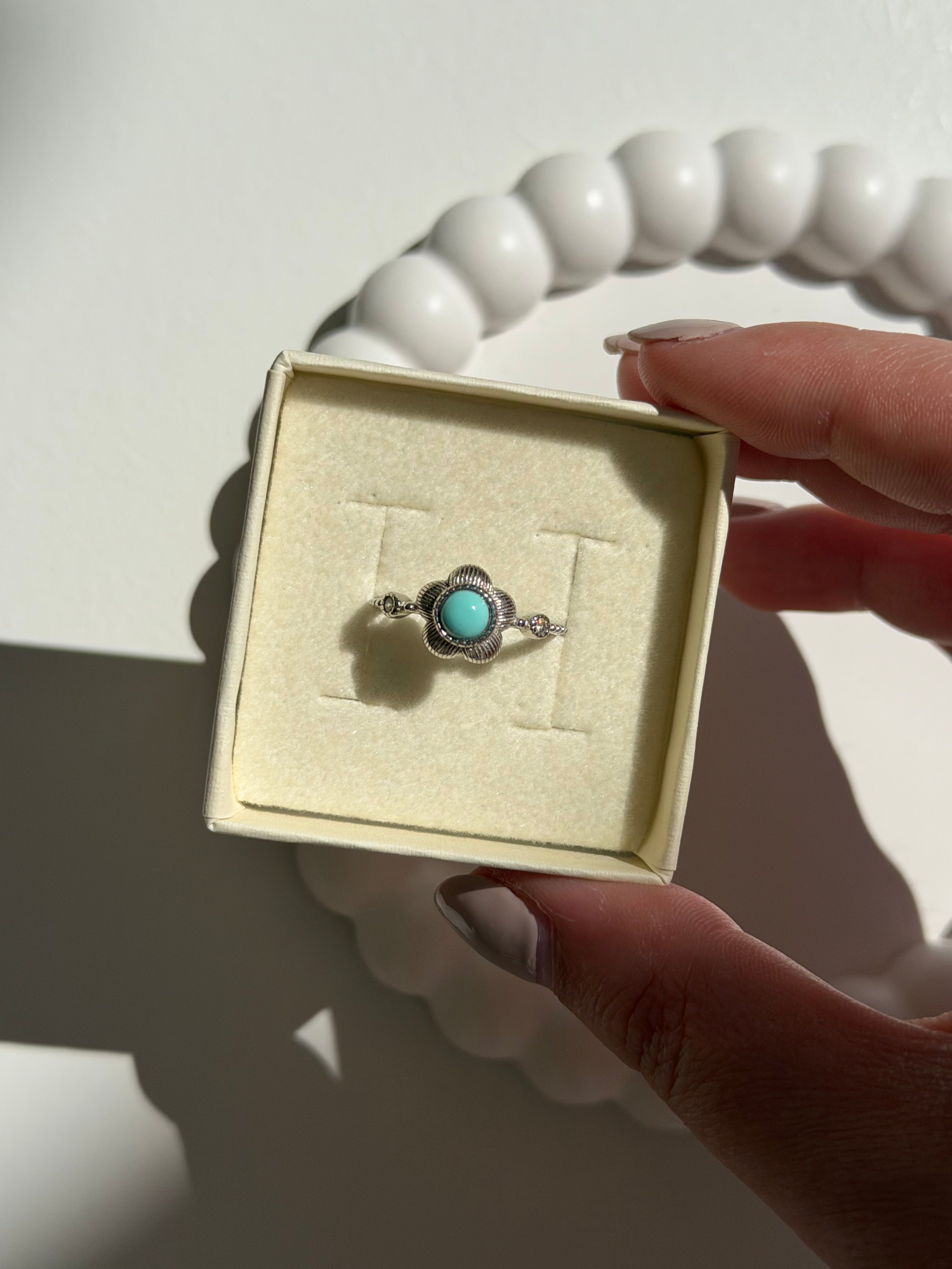 Anello a fiore in turchese (argento 925)