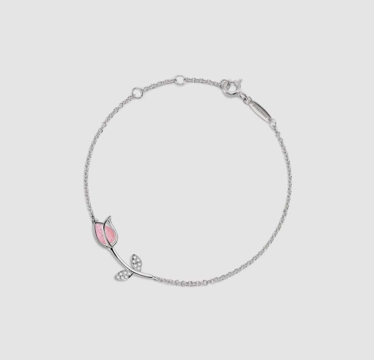 Bracciale tulipano in quarzo rosa (argento 925)
