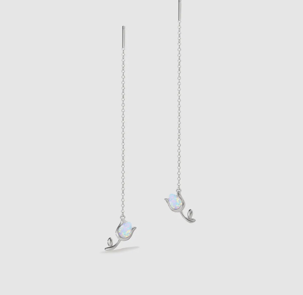 Orecchini saliscendi tulipano in opale artificiale (argento 925)
