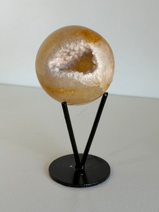Sfera in Agata druzy con stand