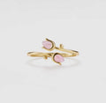 Anello con tulipani in quarzo rosa (argento 925)