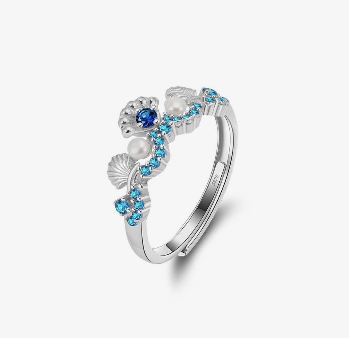 Anello regolabile con conchiglie (argento 925)