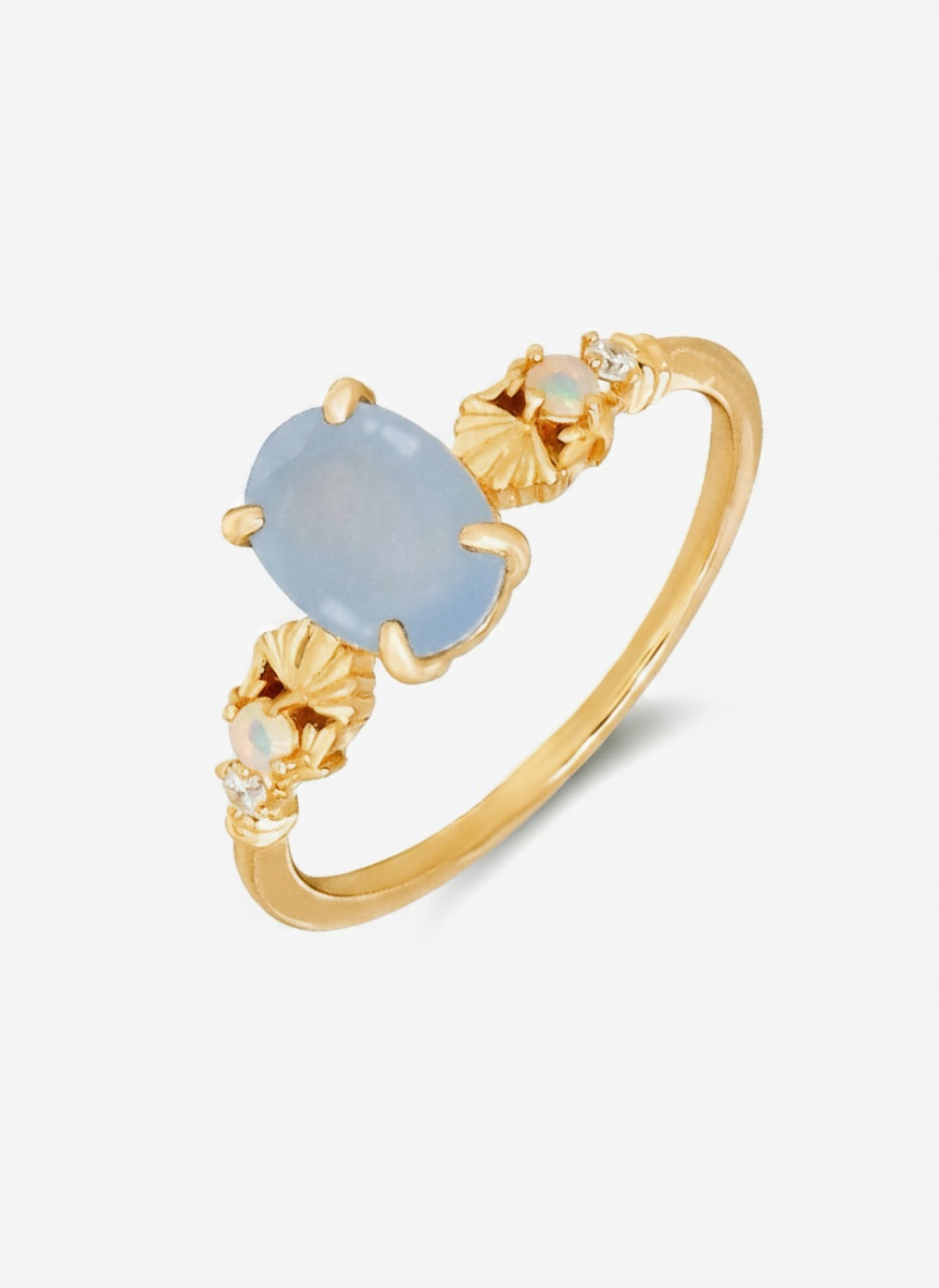 Anello con conchiglie in calcedonio (argento 925)