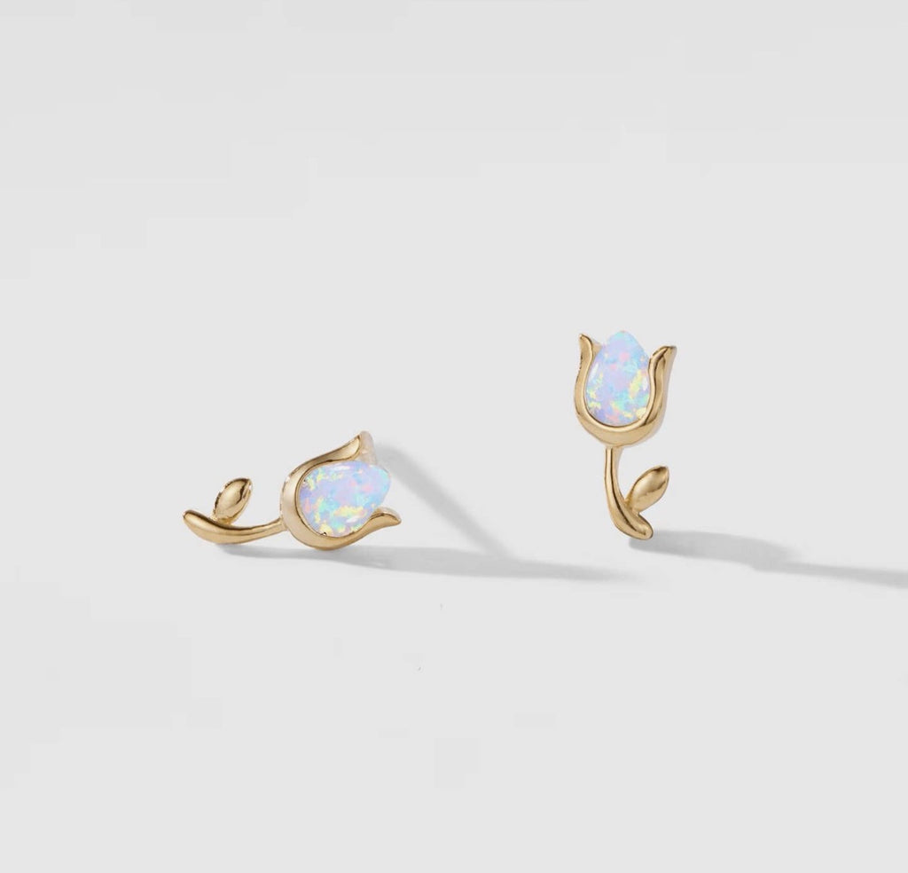 Orecchini tulipano in opale artificiale (argento 925)