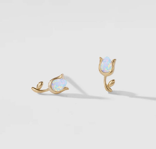 Orecchini tulipano in opale artificiale (argento 925)