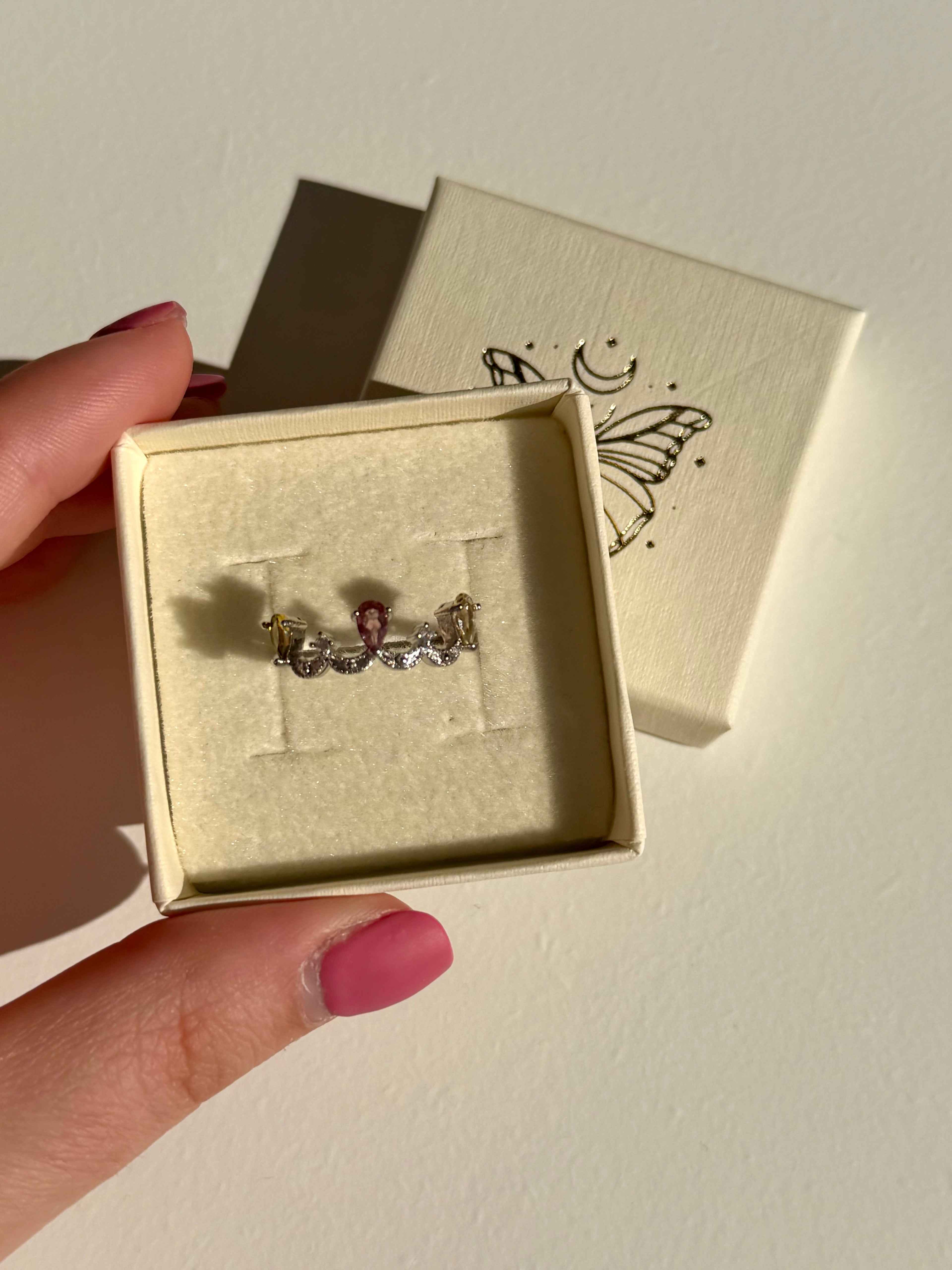 Anello tiara in tormalina multicolor