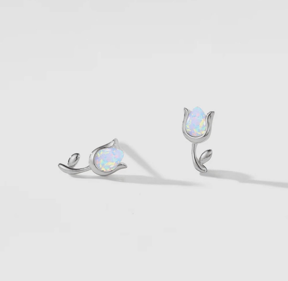 Orecchini tulipano in opale artificiale (argento 925)