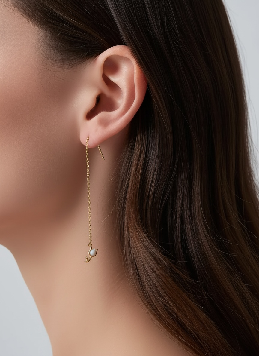 Orecchini saliscendi tulipano in opale artificiale (argento 925)
