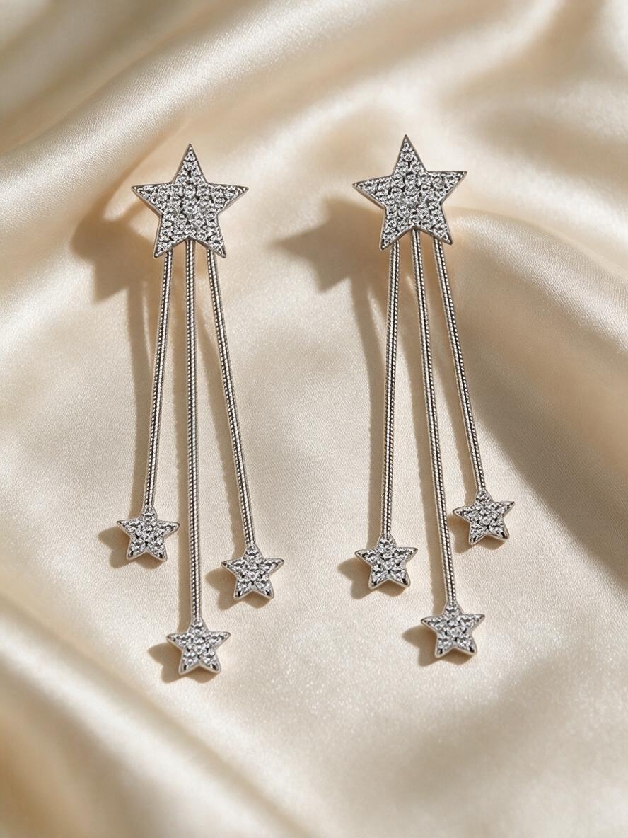 Orecchini cascata di stelle in moissanite