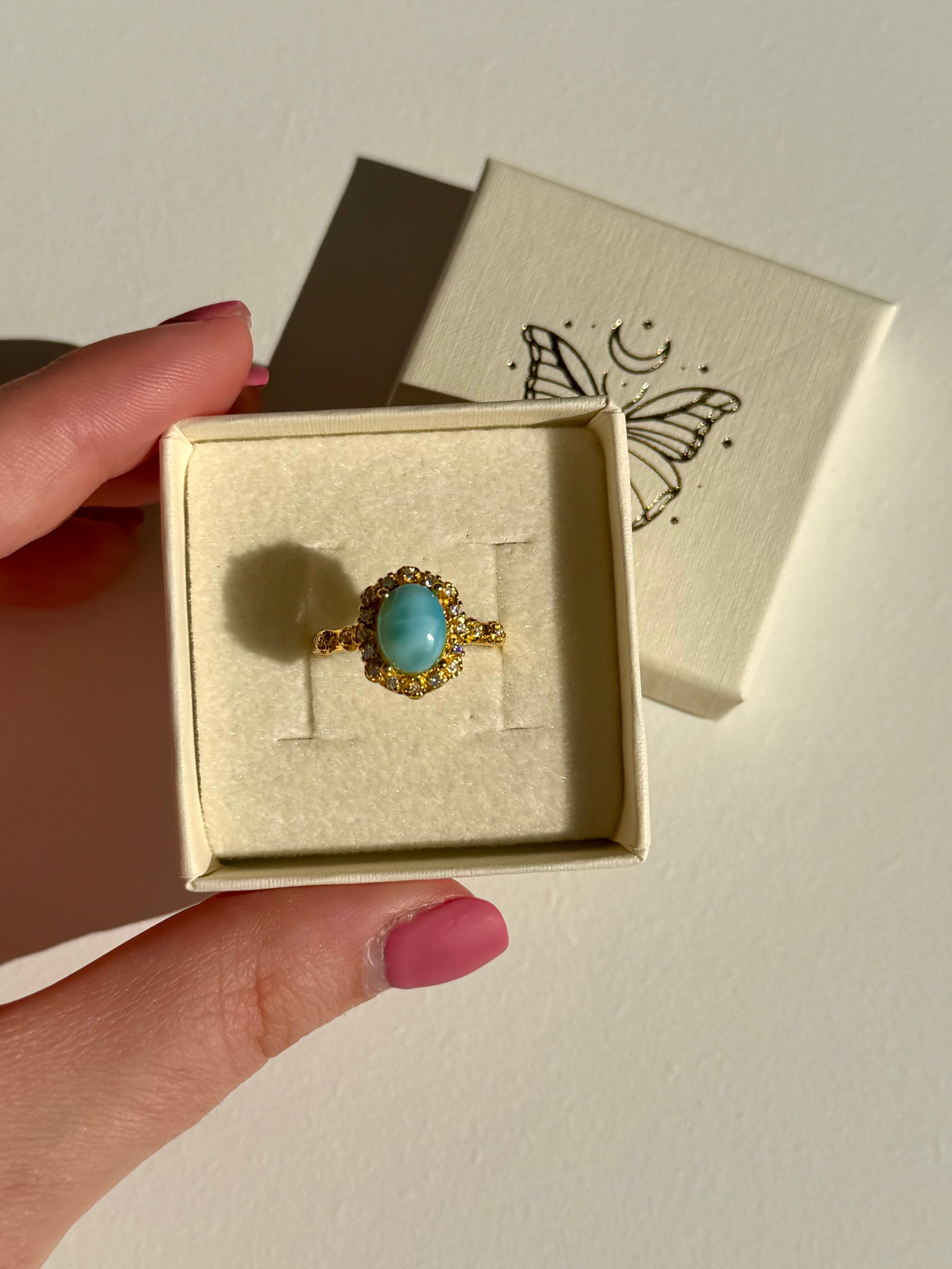 Anello in larimar gold