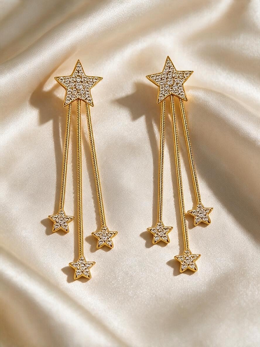 Orecchini cascata di stelle in moissanite