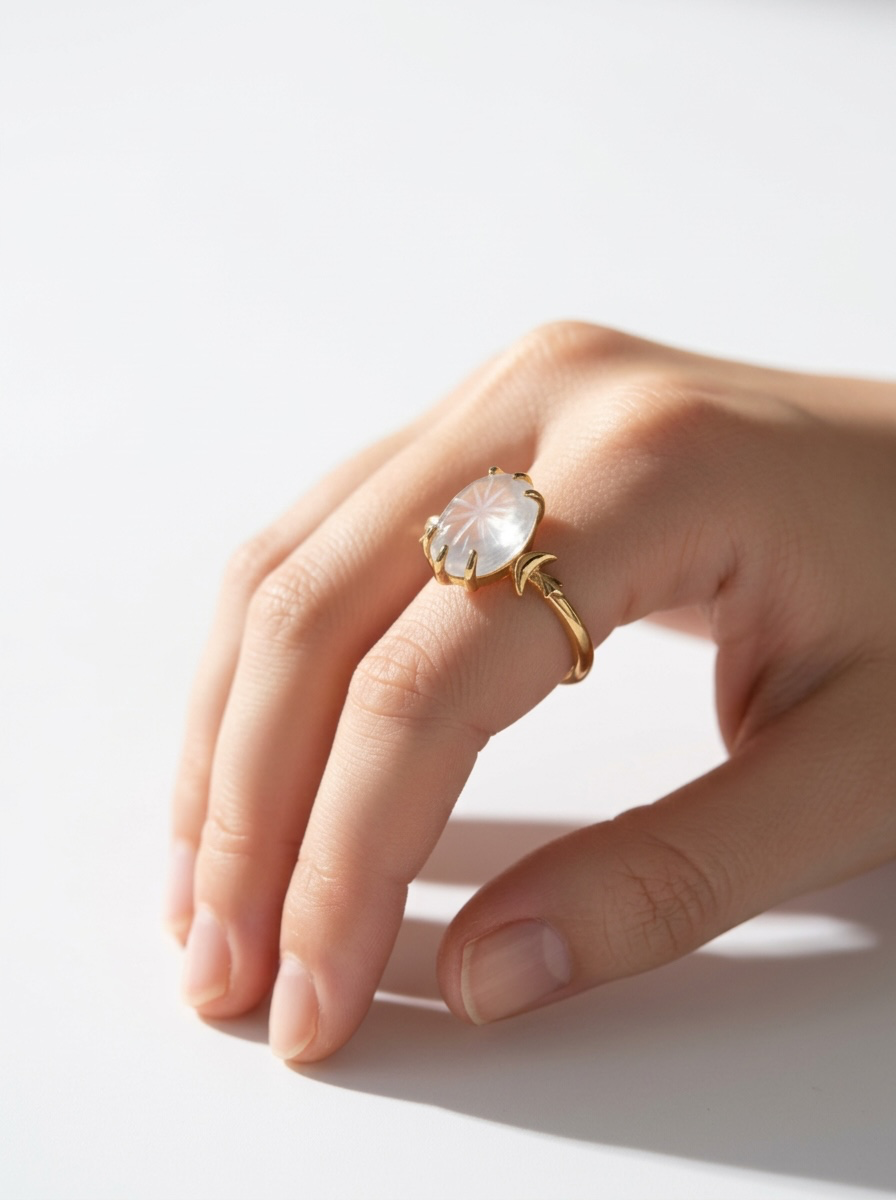 Anello stella in quarzo ialino (argento 925)