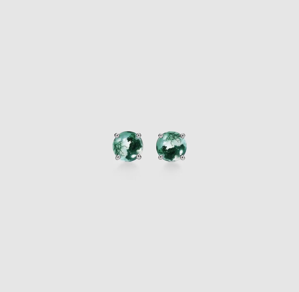Orecchini con cabochon in agata muschiata (argento 925)