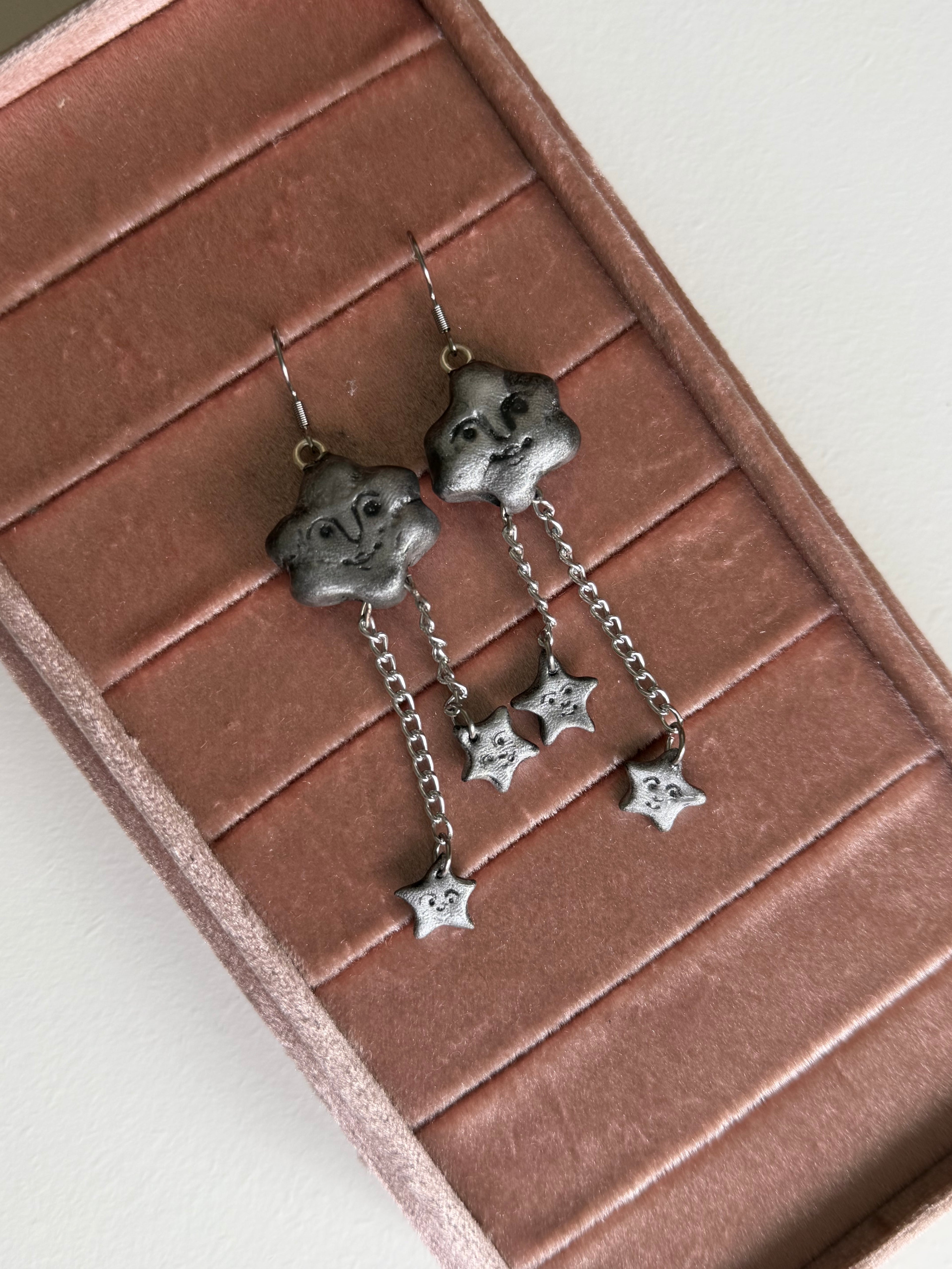 Orecchini nuvole con pioggia di stelline