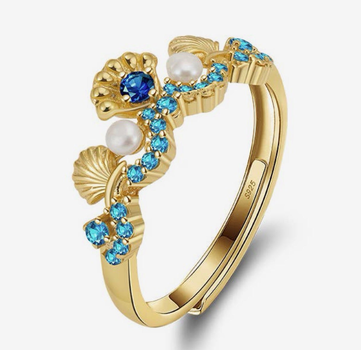 Anello regolabile con conchiglie (argento 925)