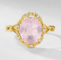 Anello floreale in quarzo rosa (argento 925)