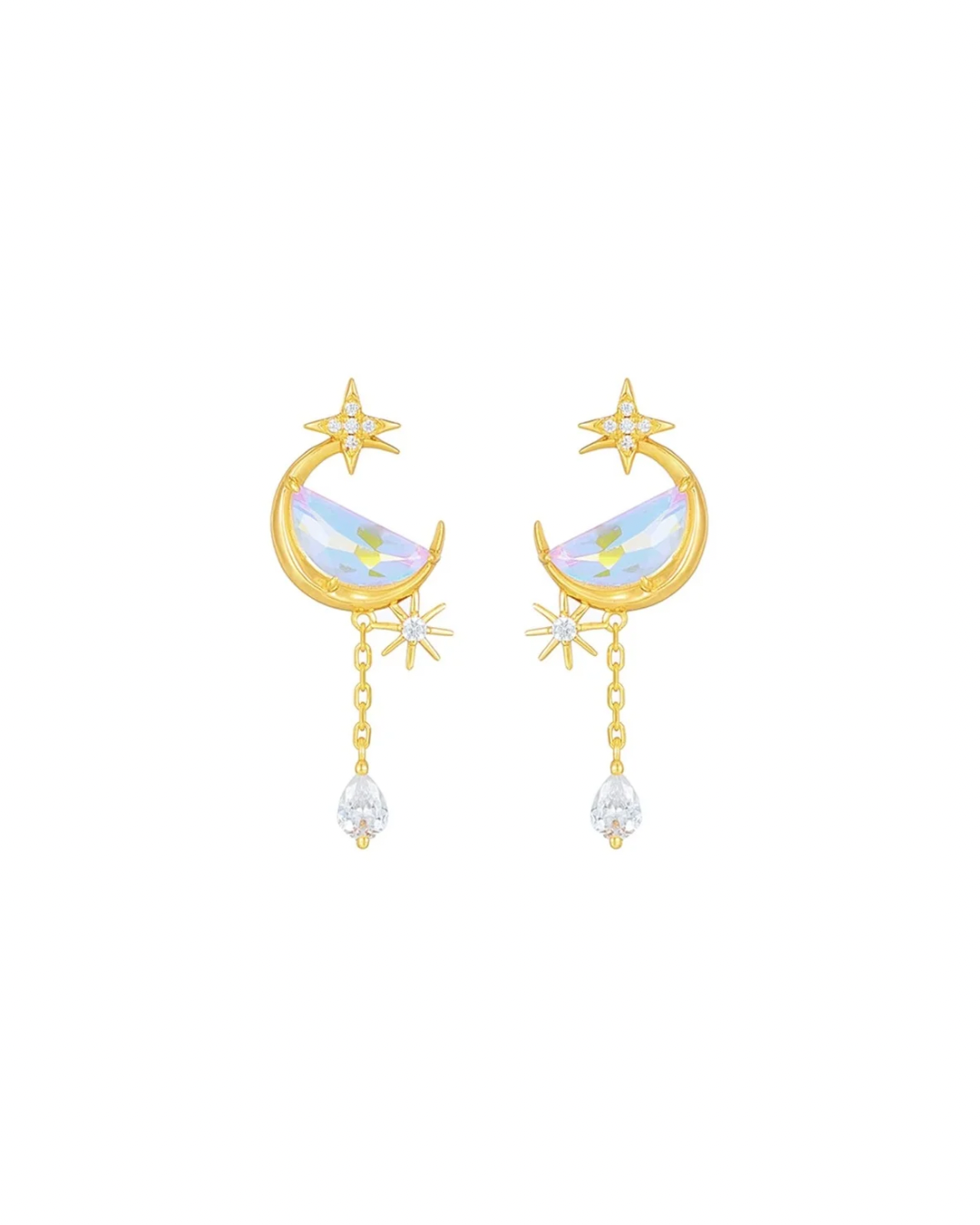 Orecchini luna in quarzo ialino (argento 925)
