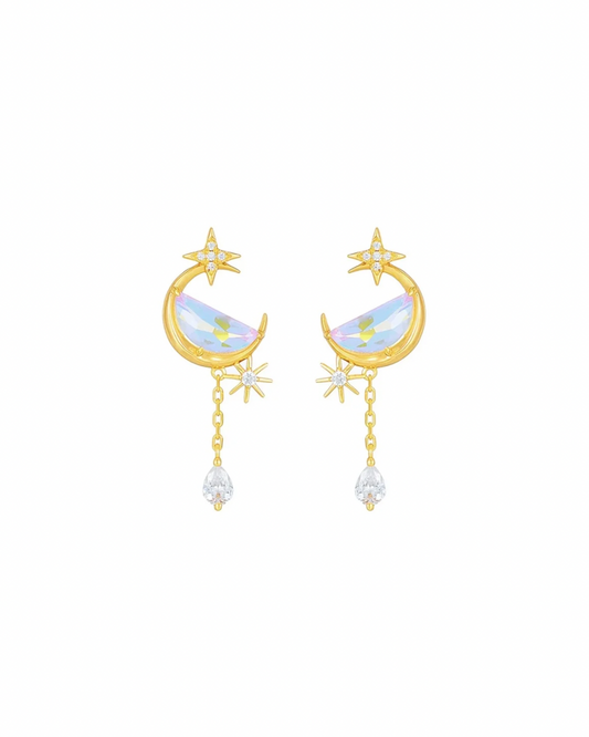 Orecchini luna in quarzo ialino (argento 925)