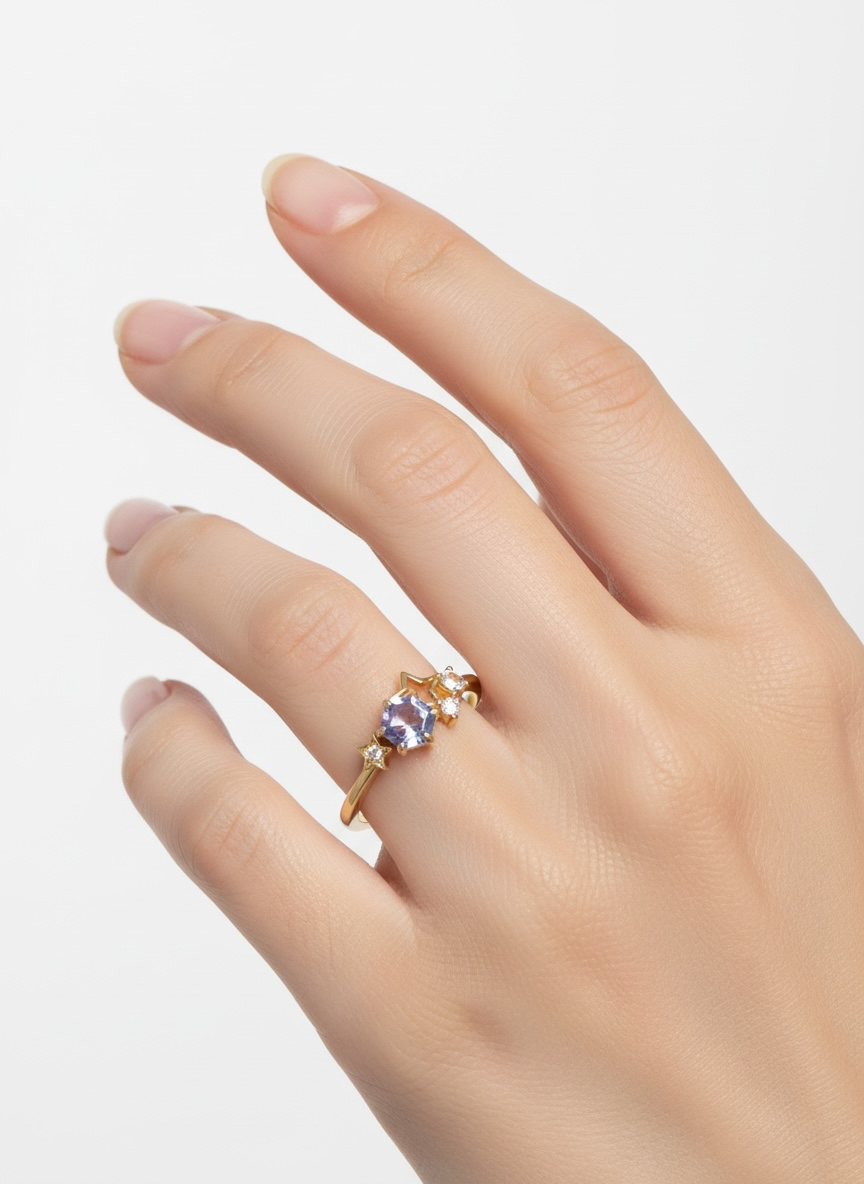 Anello stelle in tanzanite (argento 925)