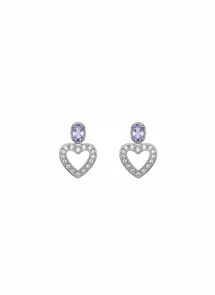 Orecchini a cuore in tanzanite