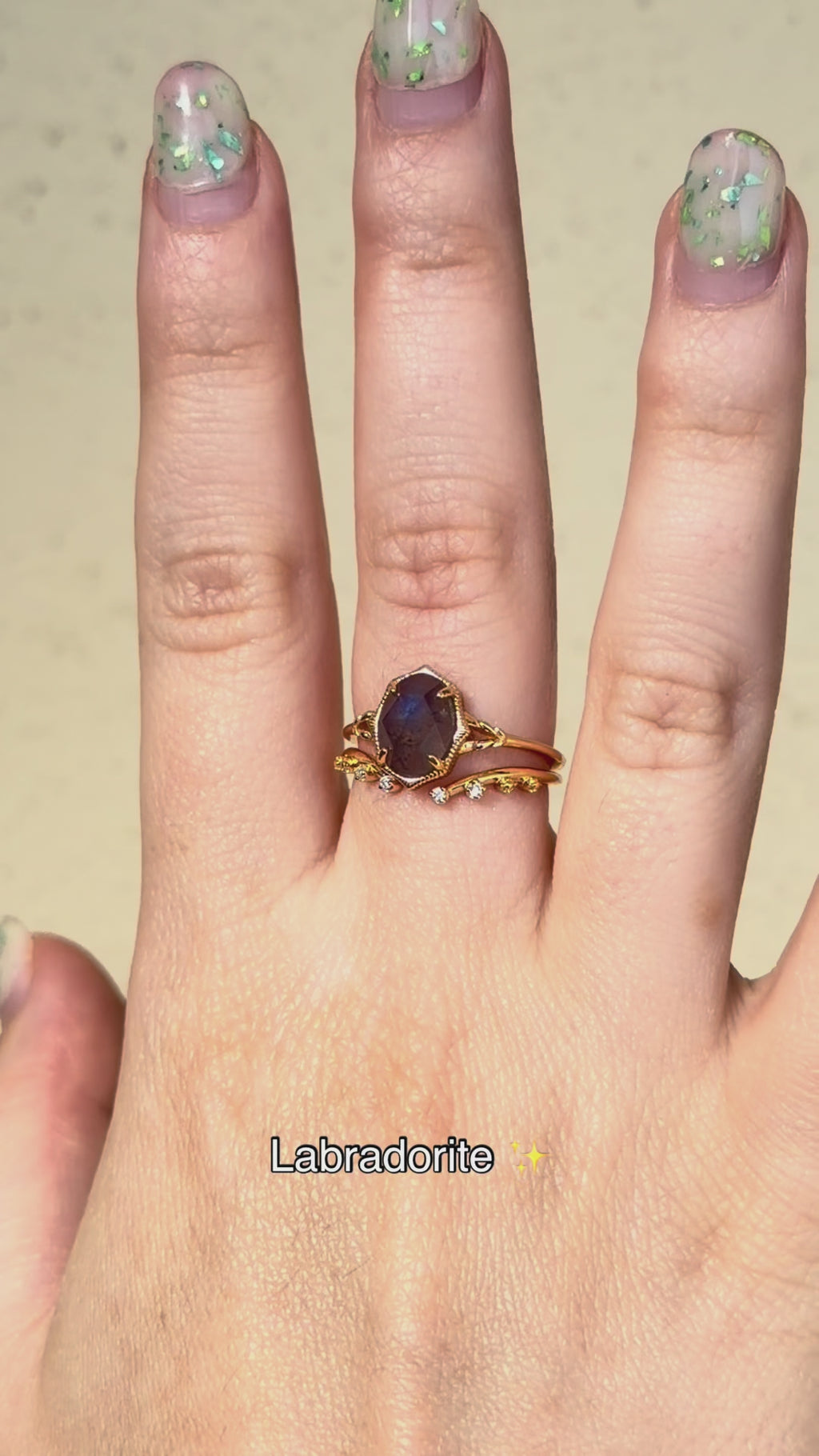 Anello impilabile in labradorite (argento 925)